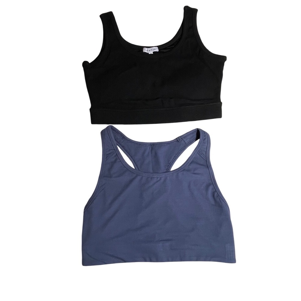 White Birch & Rae Mode Women's Sports Bra Set Small Black Navy Blue 2 Pack